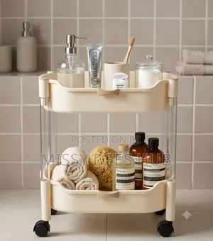 2 Tier Plastic Rolling Cart