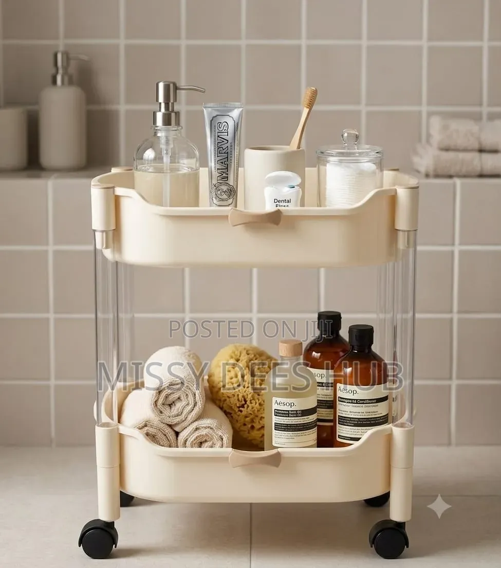 2 Tier Plastic Rolling Cart
