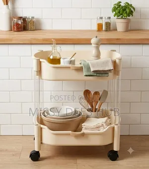 2 Tier Plastic Rolling Cart