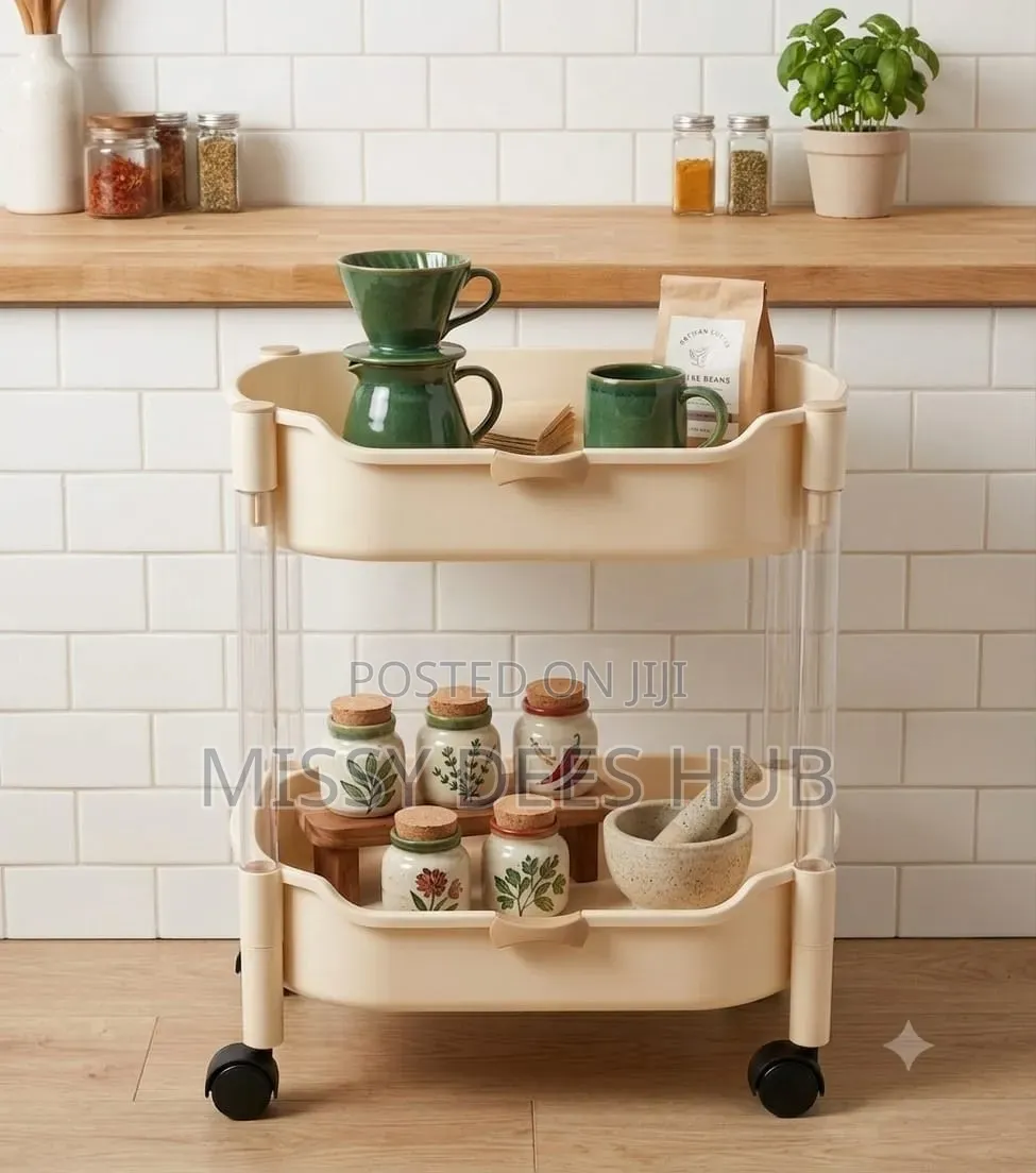 2 Tier Plastic Rolling Cart