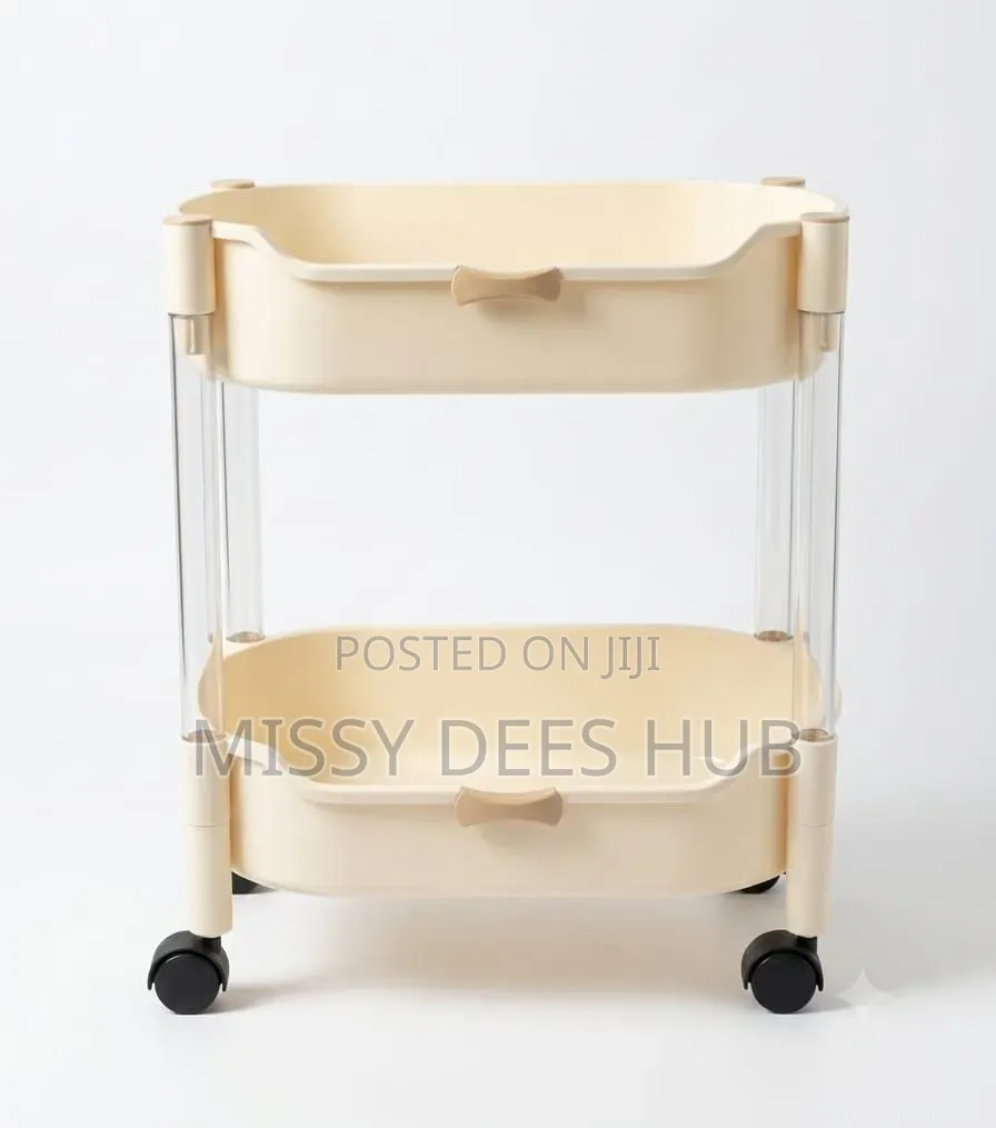 2 Tier Plastic Rolling Cart