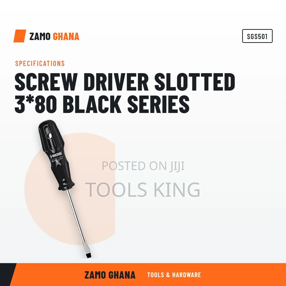 Screw Driver Slotted 3*80 Black Series - SGS501