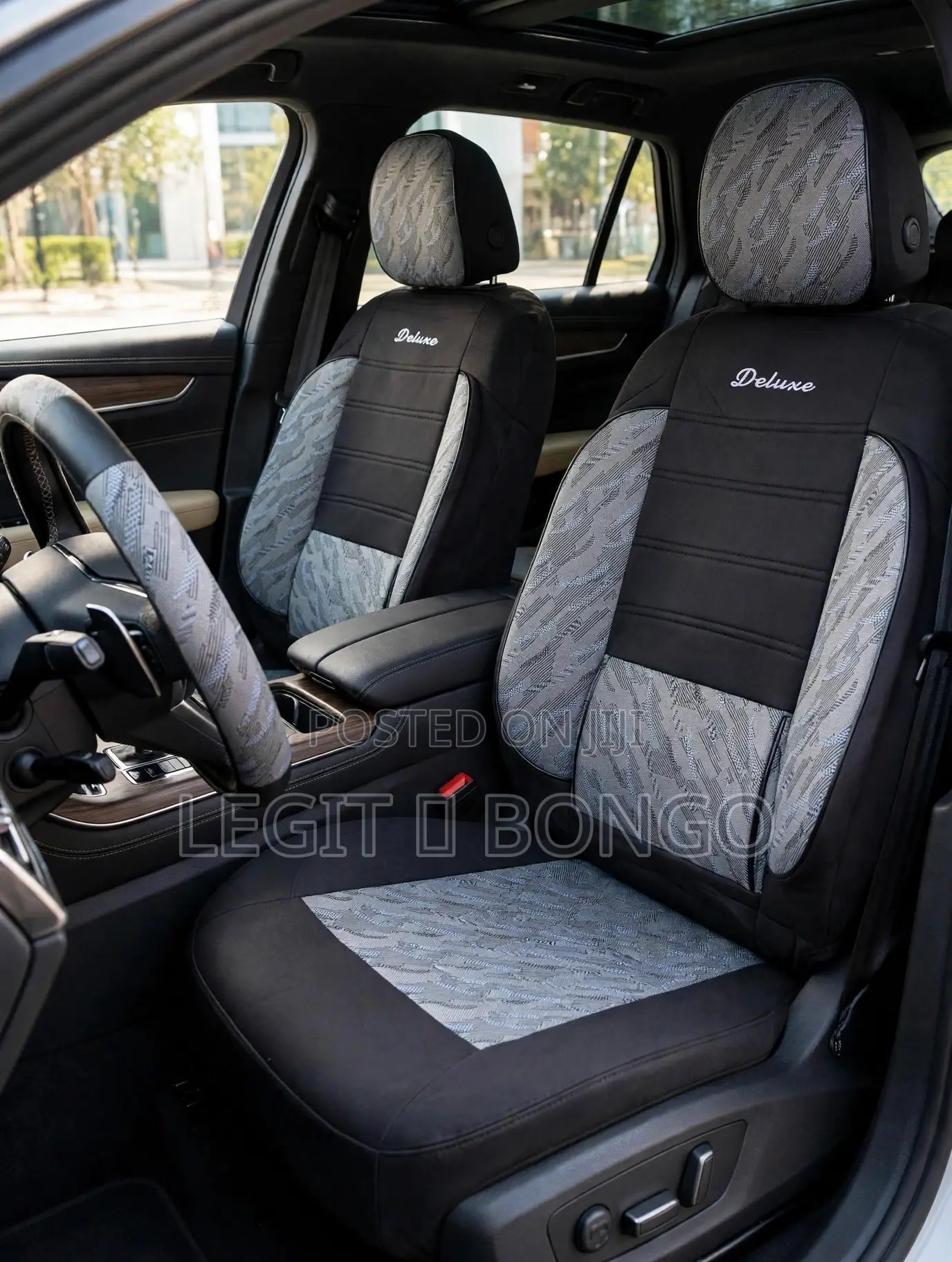 DELUXE CAR SEAT COVERS - Full Set + Steering Cover