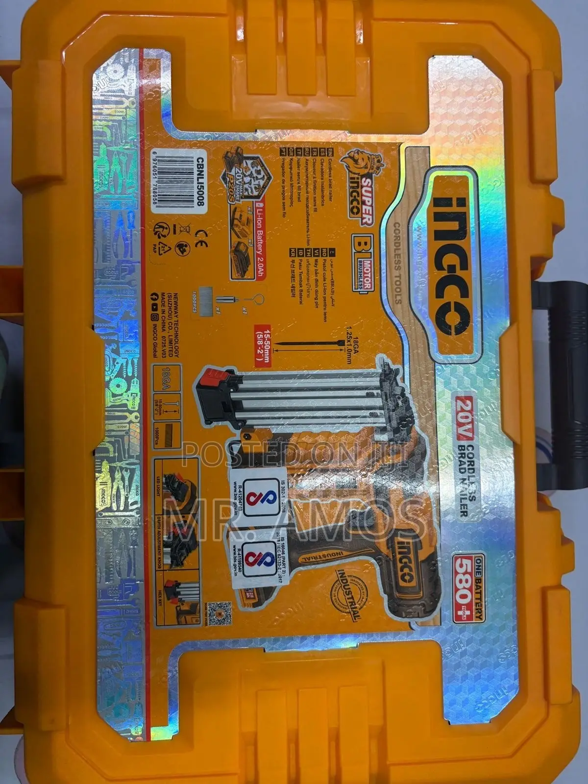 50mm Cordless Brad Nailer + 2x2.0Ah Batteries+1000PCs Nails-Bnli500857
