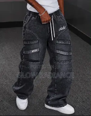 Black Washed Baggy Cargo Jeans – Streetwear Edition