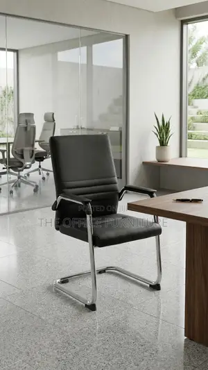 Black Leather Office Visitor Chair