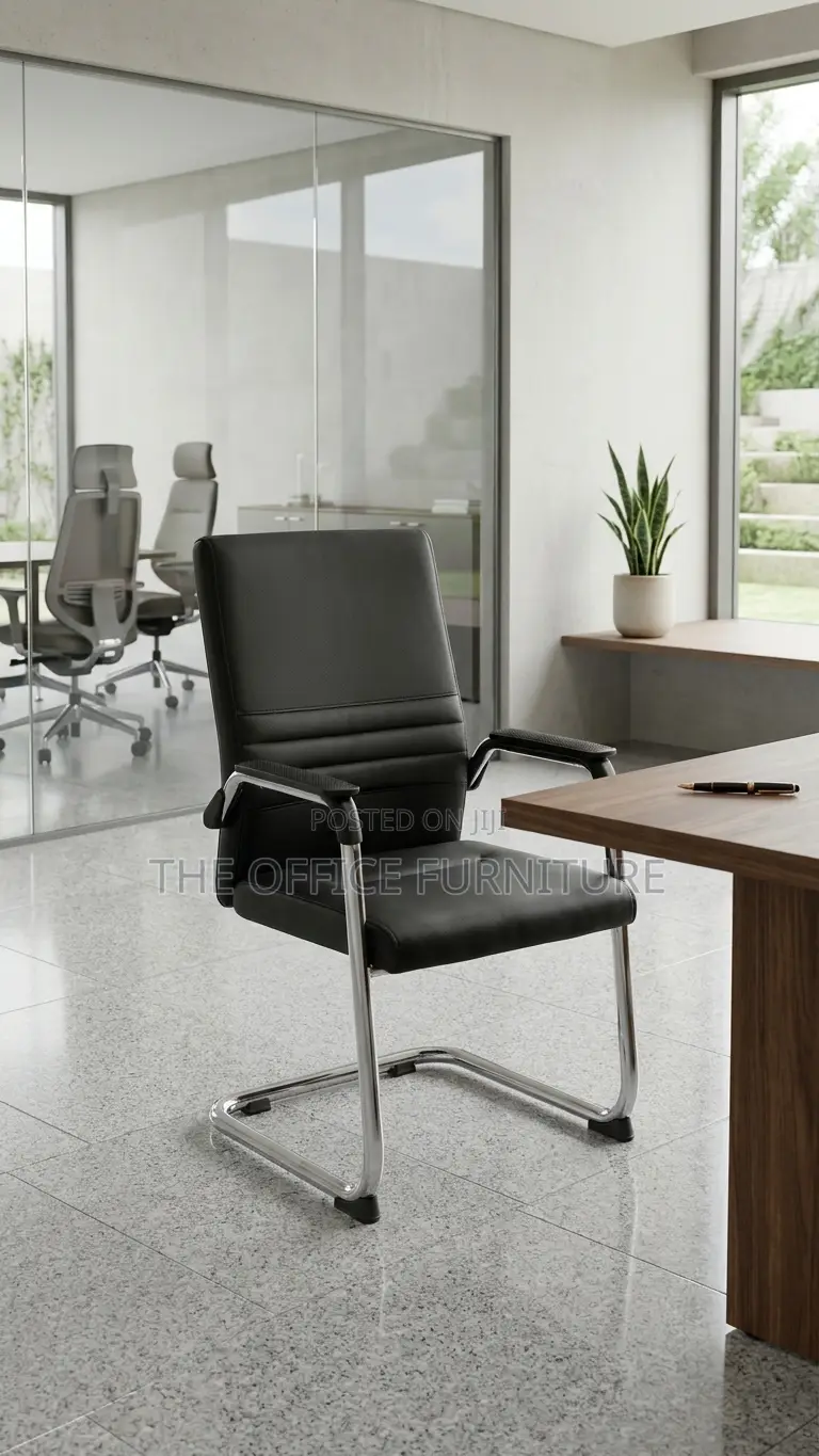 Black Leather Office Visitor Chair