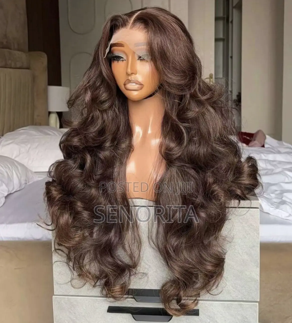 Long Brown Body Wave Wig 5x5 Closure 820-Human Hair Blend