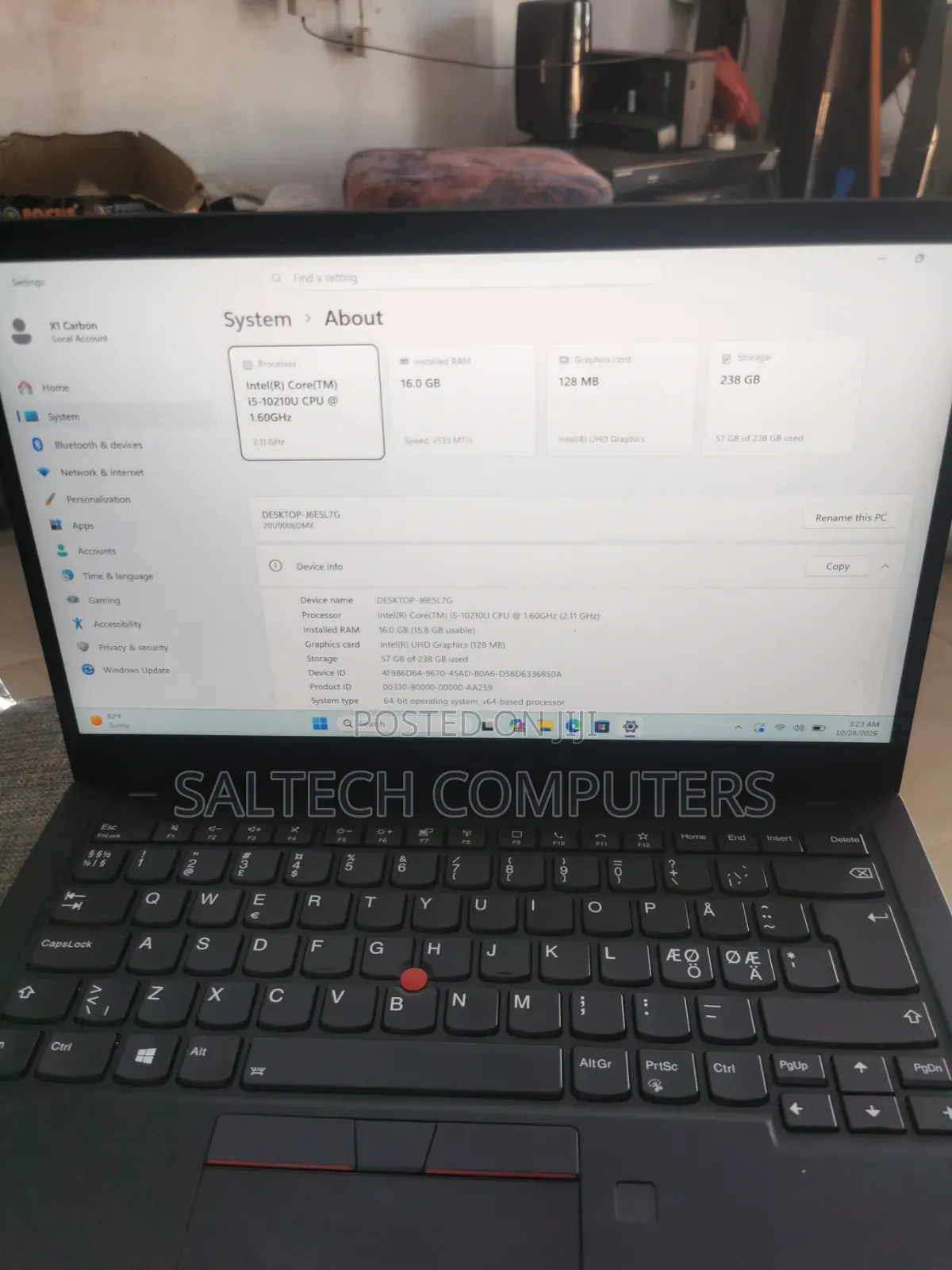 Laptop Lenovo ThinkPad X1 Carbon 16GB Intel Core i5 SSD 256GB