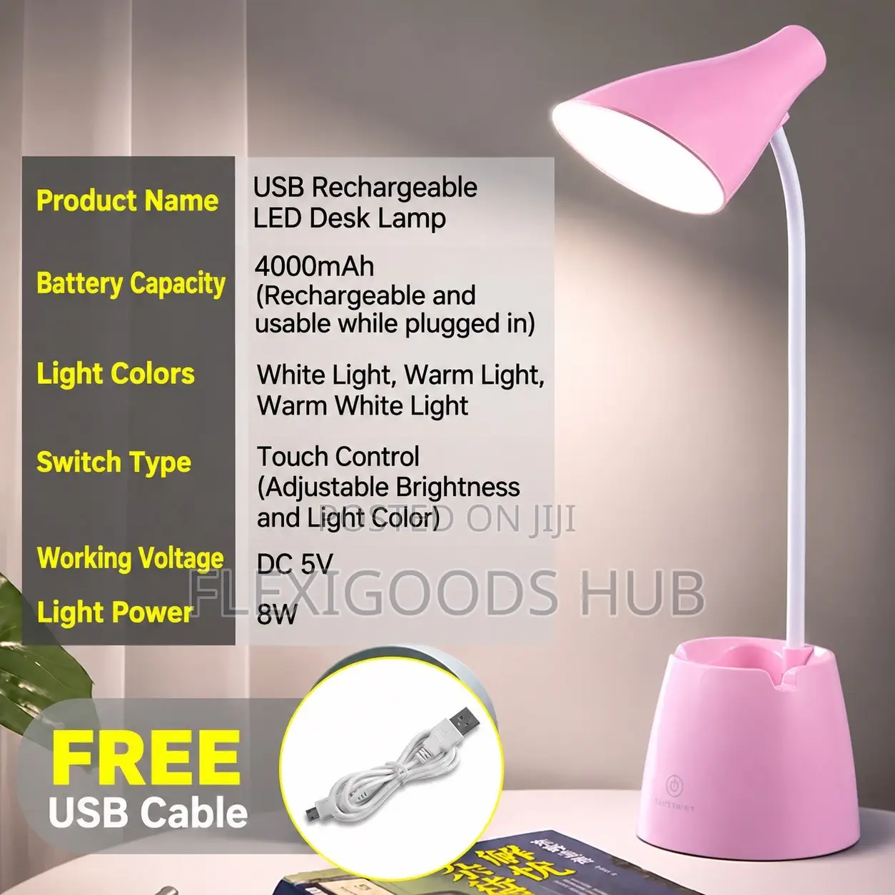Rechargeable LED Desk Lamp With Touch Control