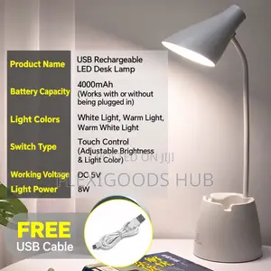 Rechargeable LED Desk Lamp With Touch Control