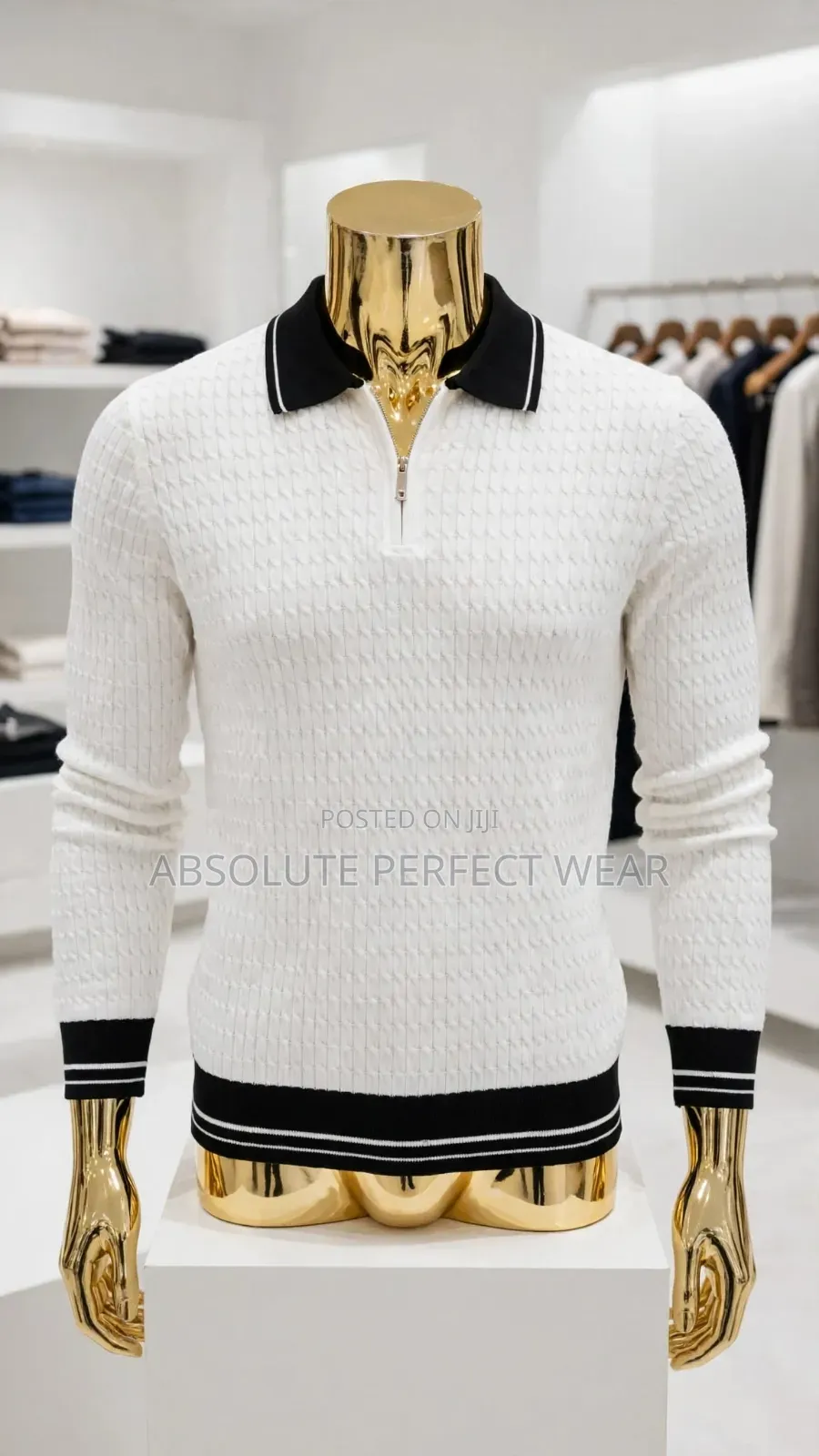 Waffle Knit Zip Polo