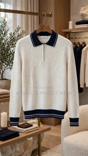 Waffle Knit Zip Polo