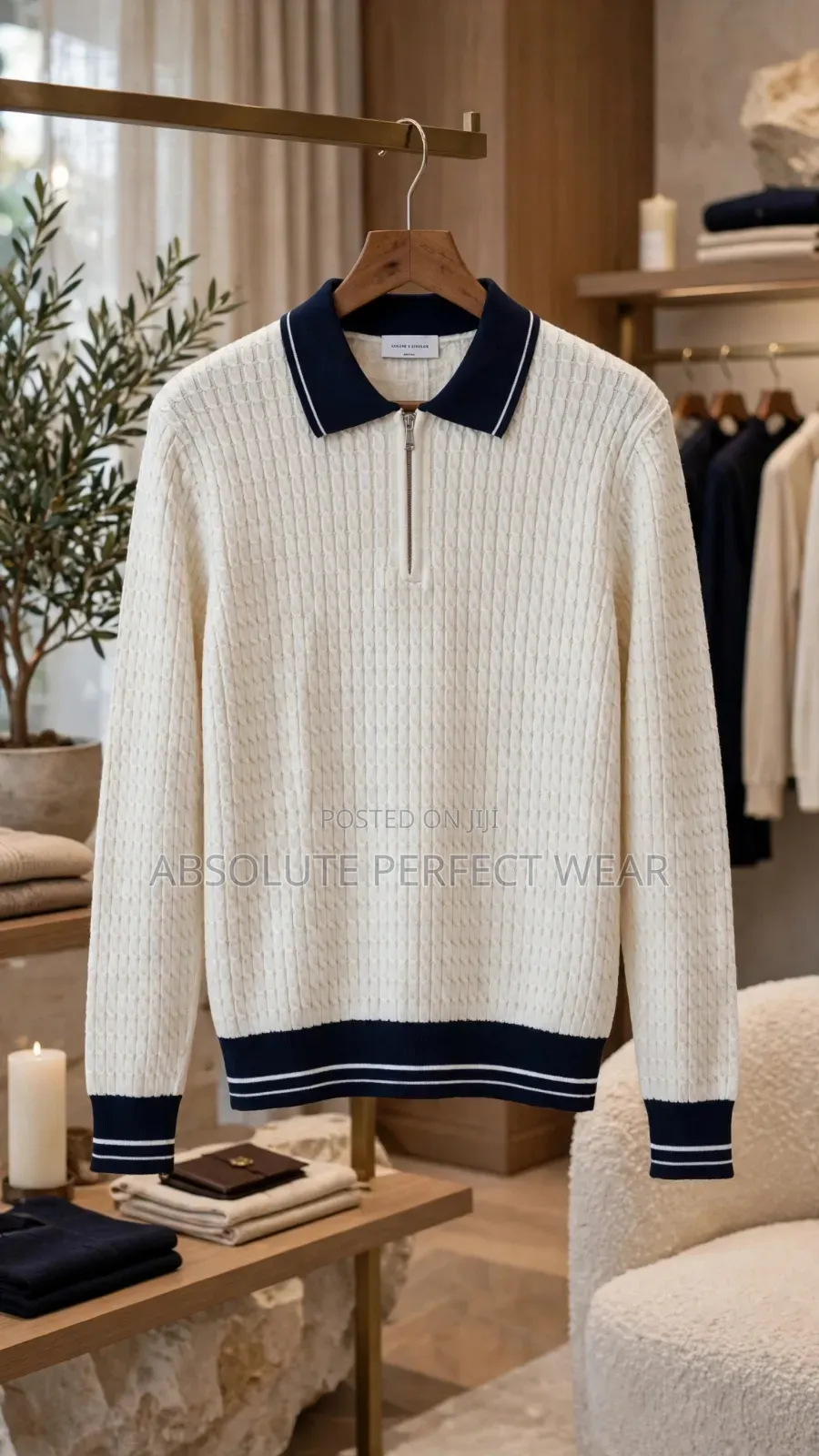 Waffle Knit Zip Polo