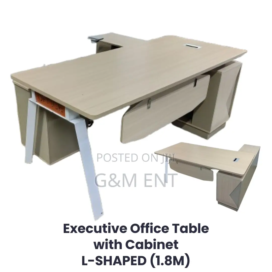L-Shaped Office Desk With Cabinet