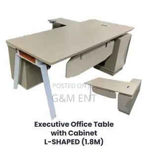 L-Shaped Office Desk With Cabinet