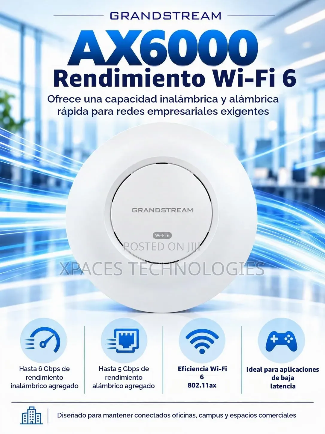 Grandstream GWN7664E 802.11ax, AX6000, 2 X 2.5 Gbe Ports, Wi-Fi 6 AP