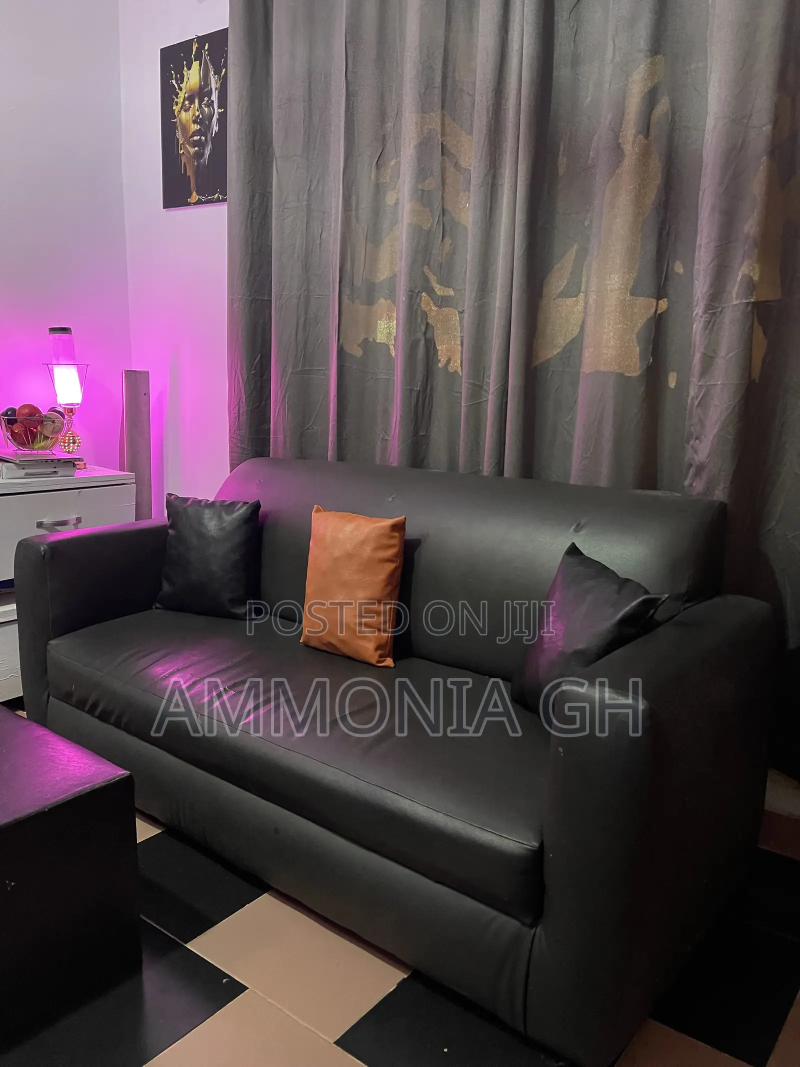 3 in One Sofa Chair With Center Table and 3 Leather Pillows