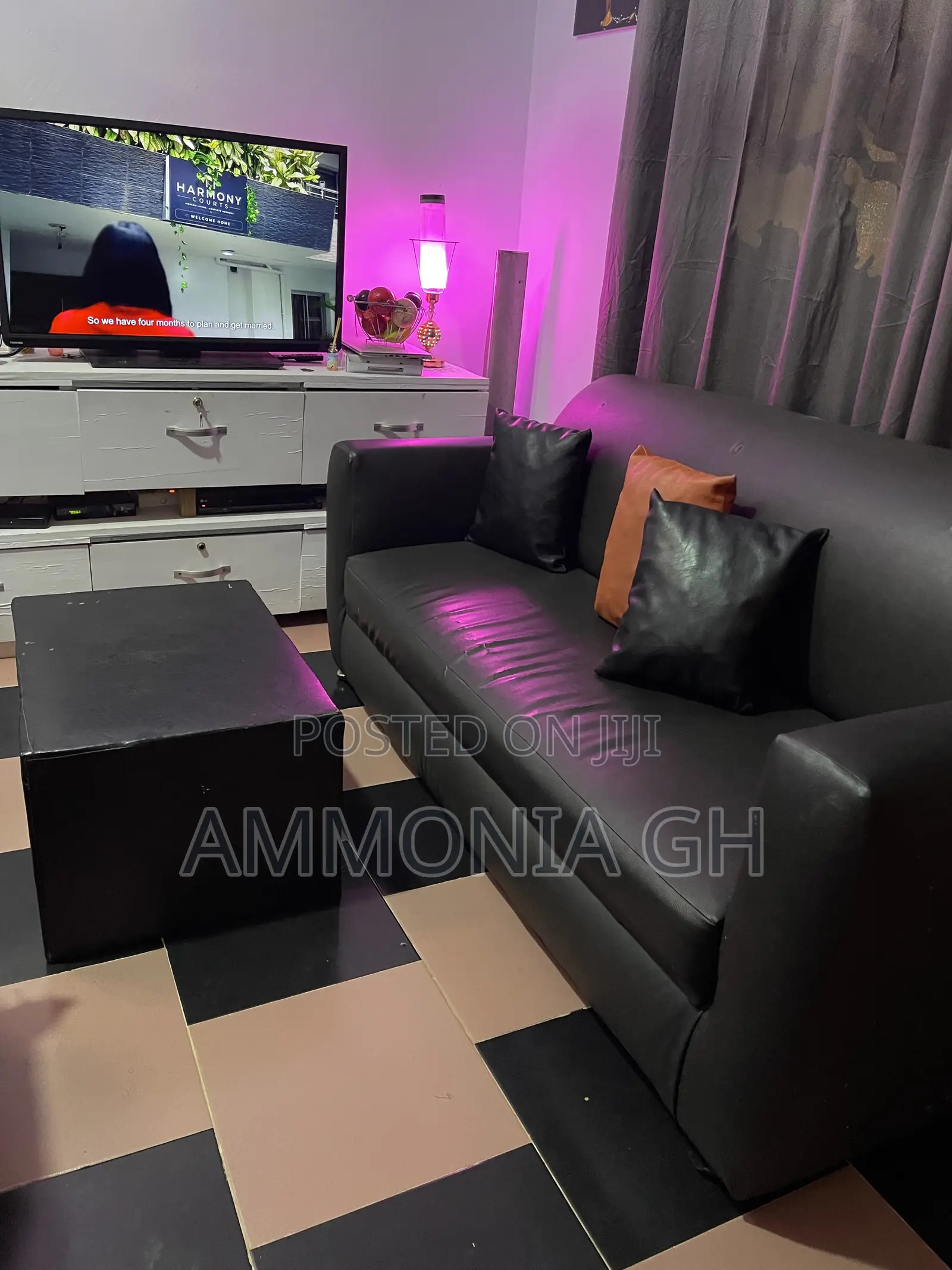 3 in One Sofa Chair With Center Table and 3 Leather Pillows
