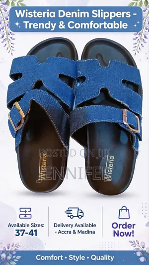 Wisteria Ladies Denim Slippers
