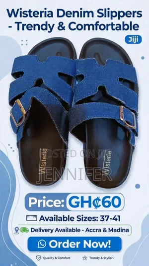 Wisteria Ladies Denim Slippers