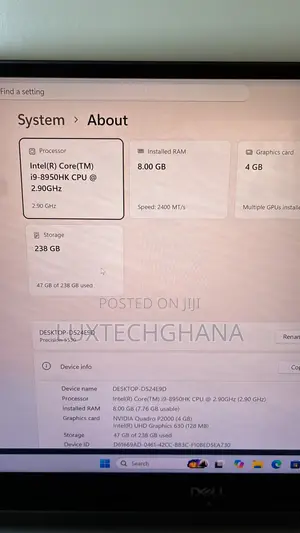 Laptop Dell XPS 15 16GB Intel Core i9 SSD 256GB