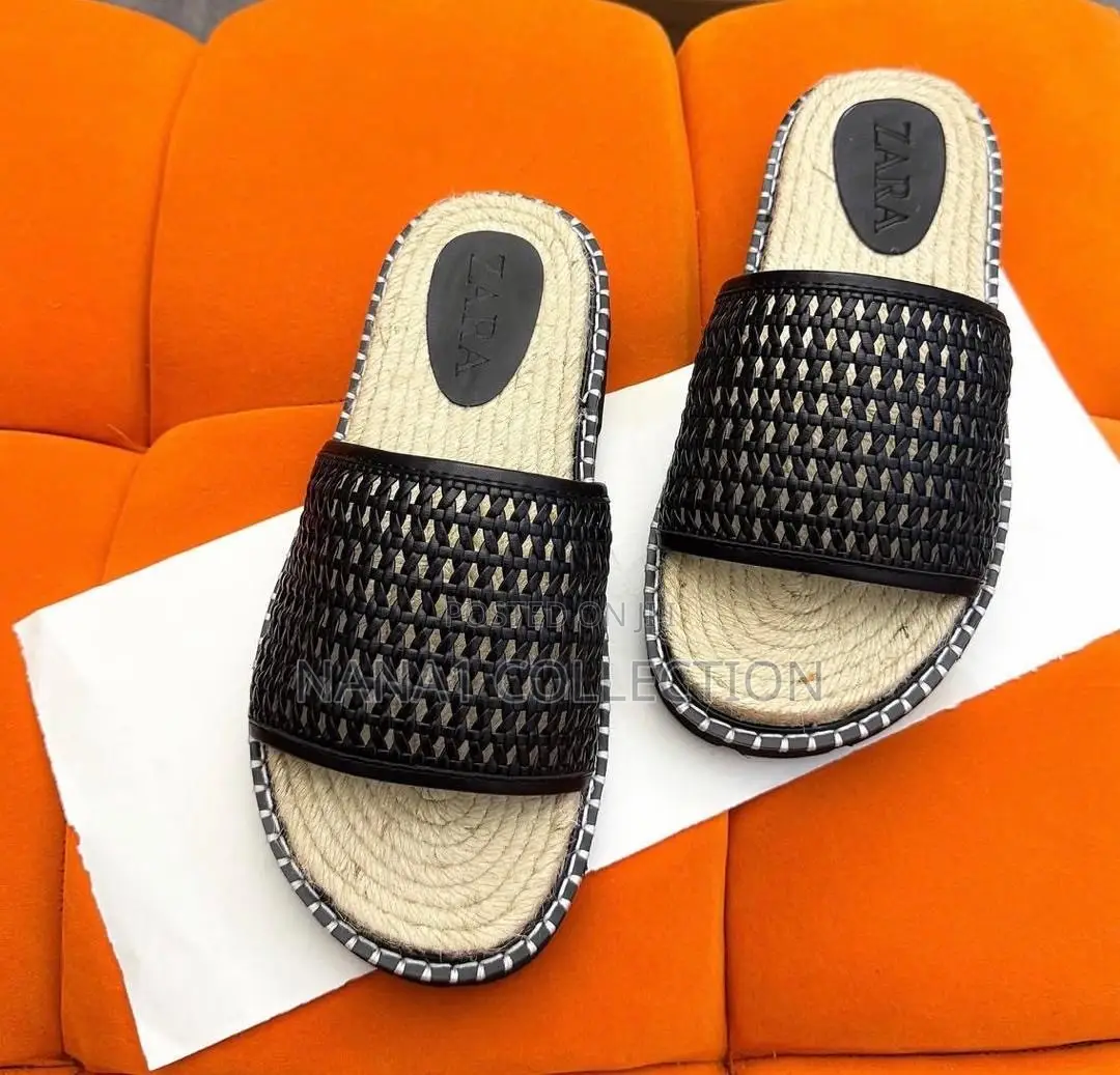 Zara Woven Cross - Strap Slide Sandals
