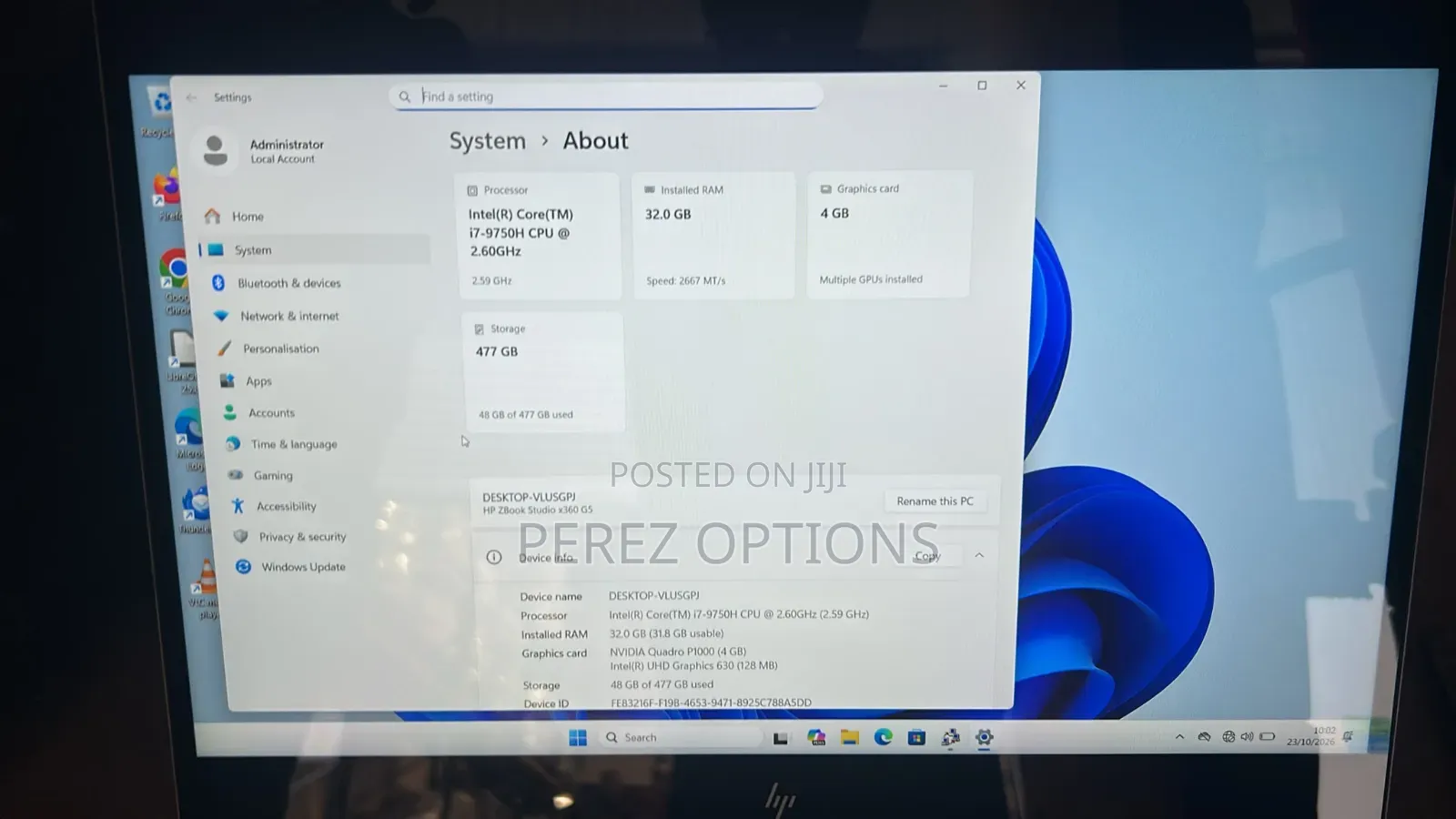 Laptop HP ZBook Studio G5 32GB Intel Core i7 SSD 512GB