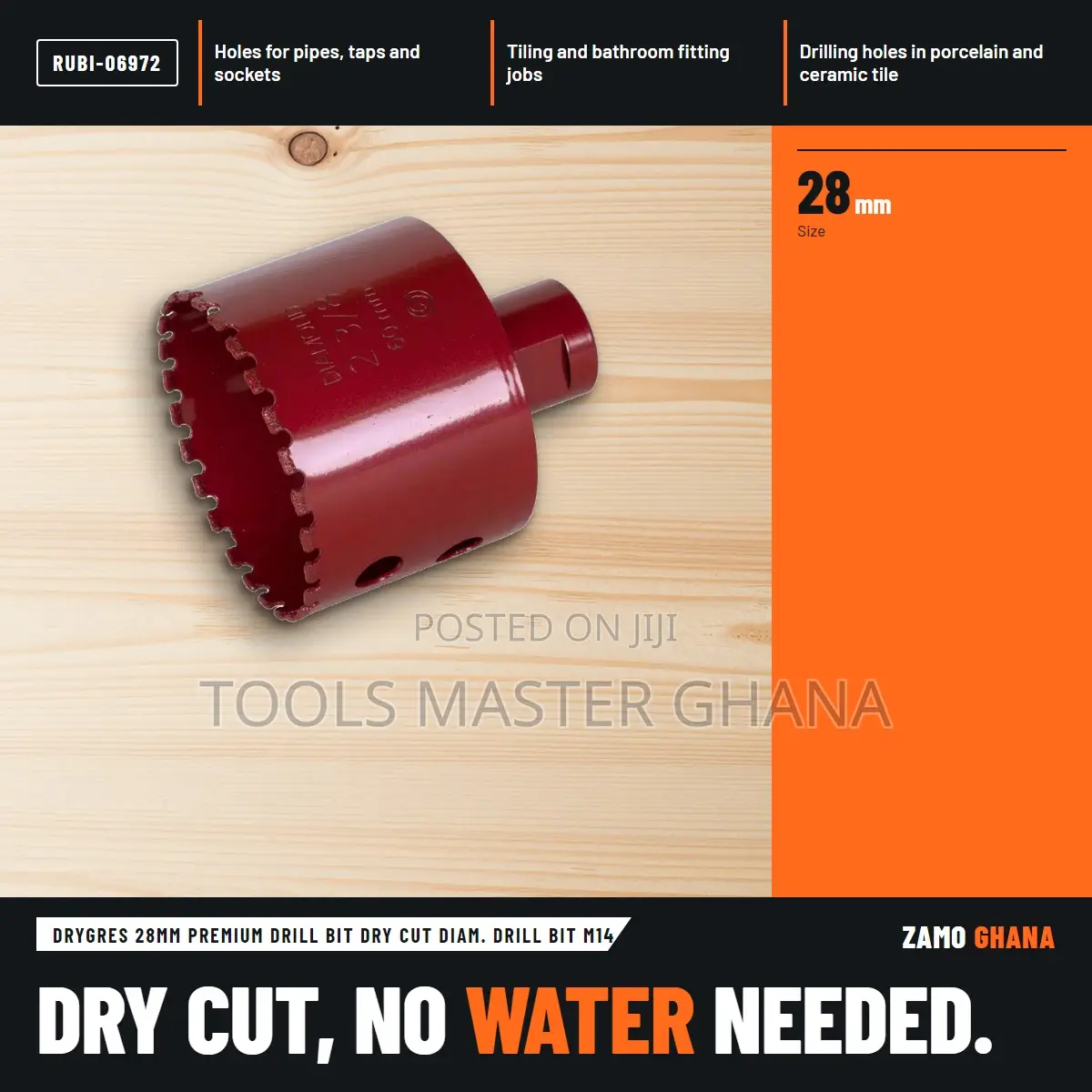Drygres 28Mm Premium Drill Bit Dry Cut Diam. Drill Bit M1 - RUBI-06972