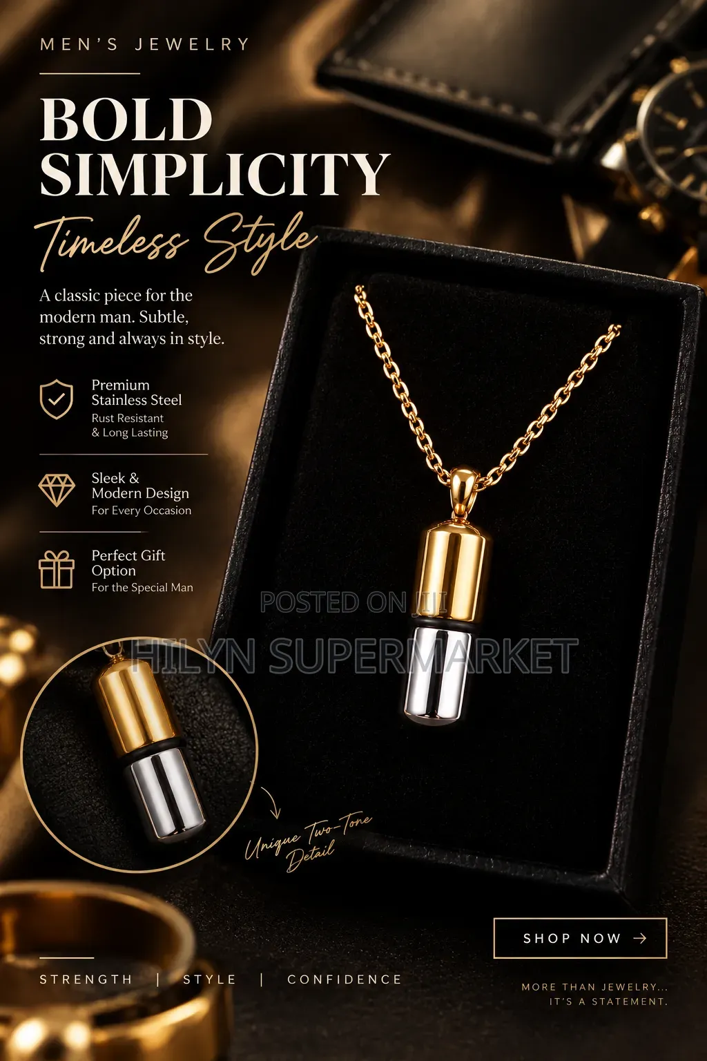 Gold and Silver Necklace for Men