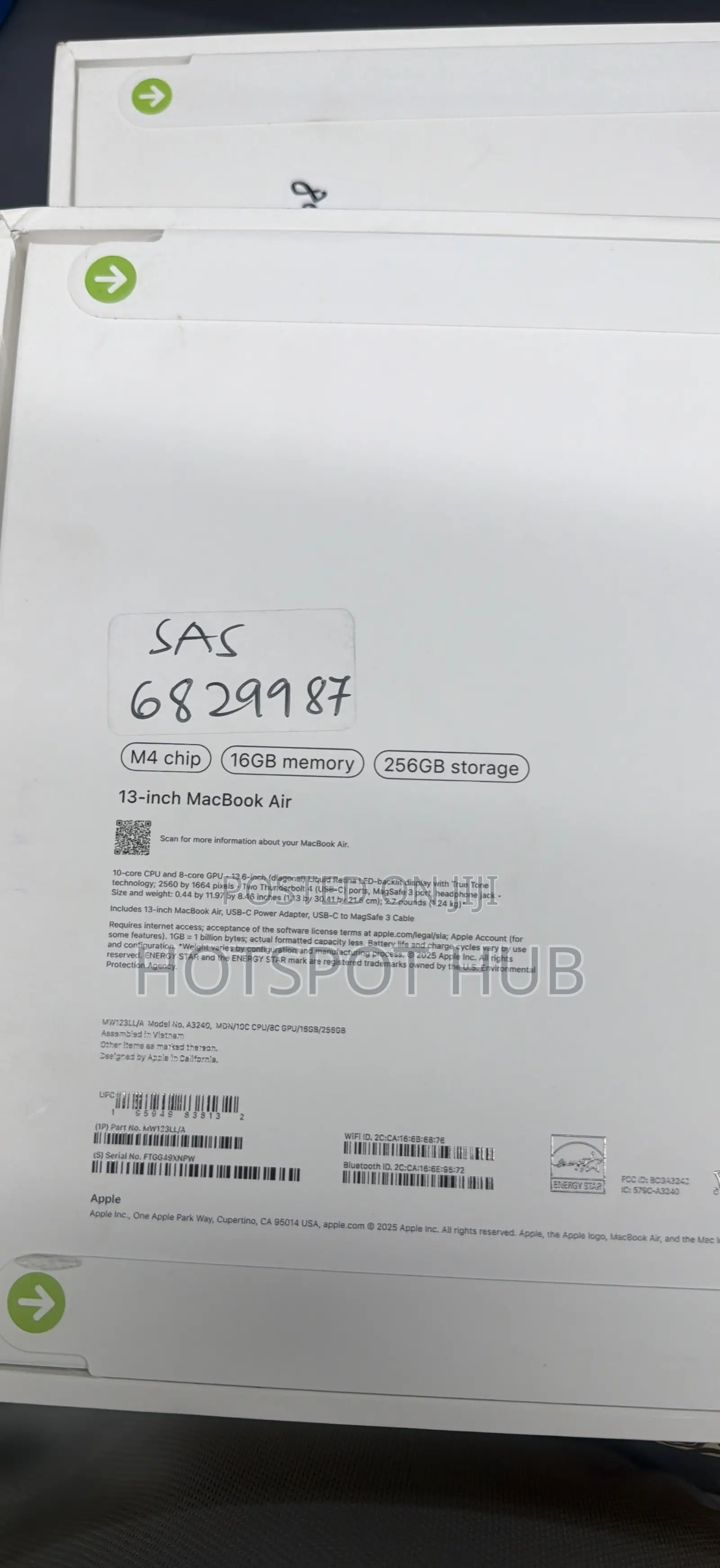 New Laptop Apple MacBook Air 16GB Apple M4 SSD 256GB