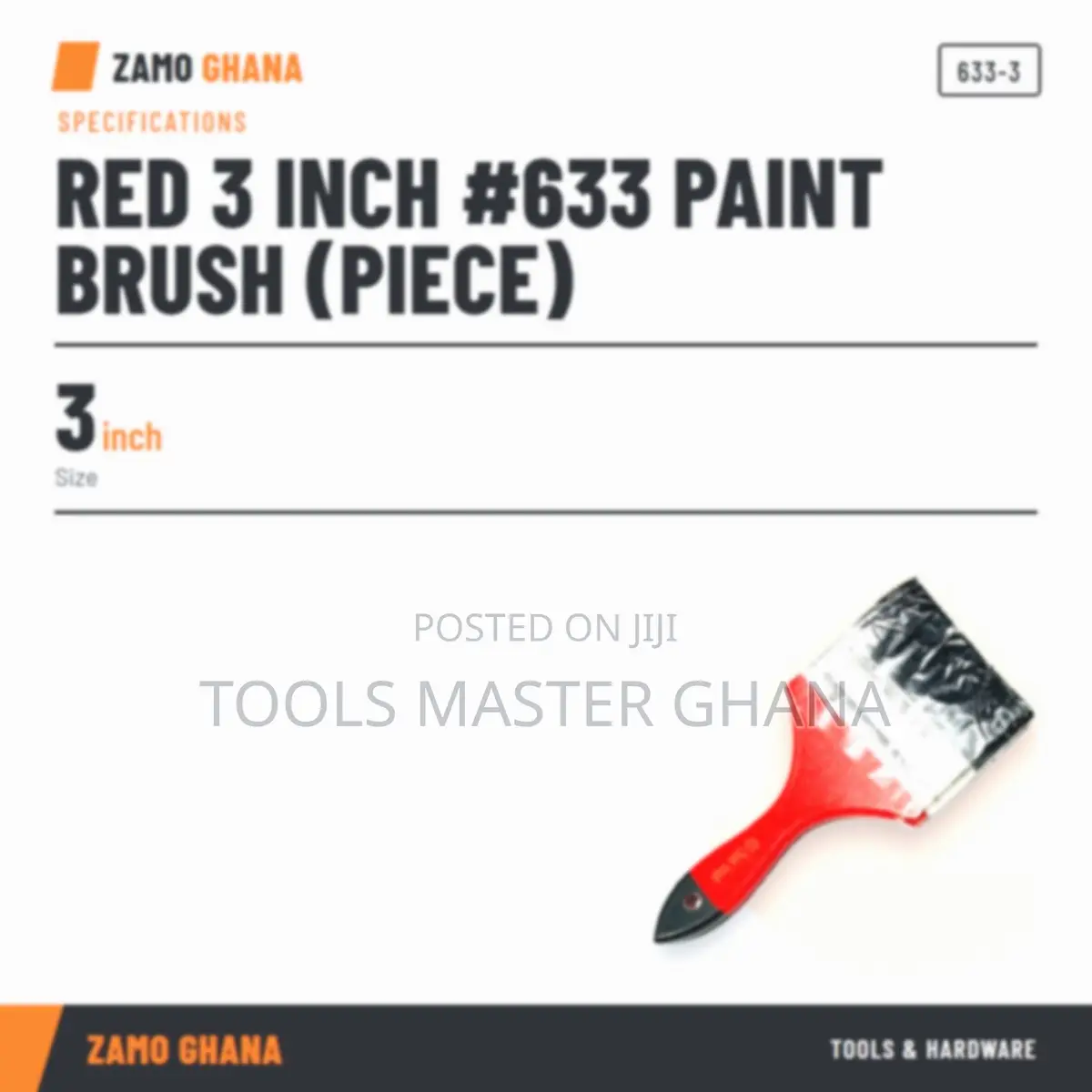 Red 3 Inch #633 Paint Brush (Piece) - 633-3