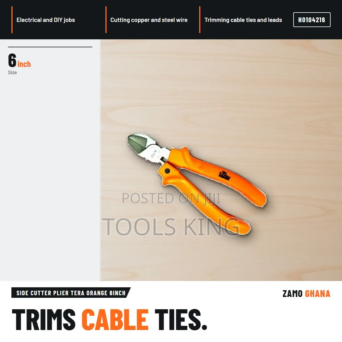 Side Cutter Plier Tera Orange 6Inch - H