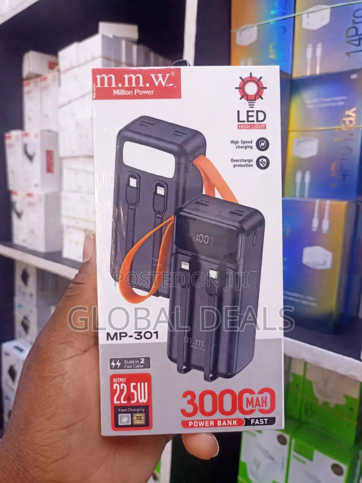 m.m.w MP301 30000mAh Power Bank 22.5W Fast Charging-Built-in 2 Cables