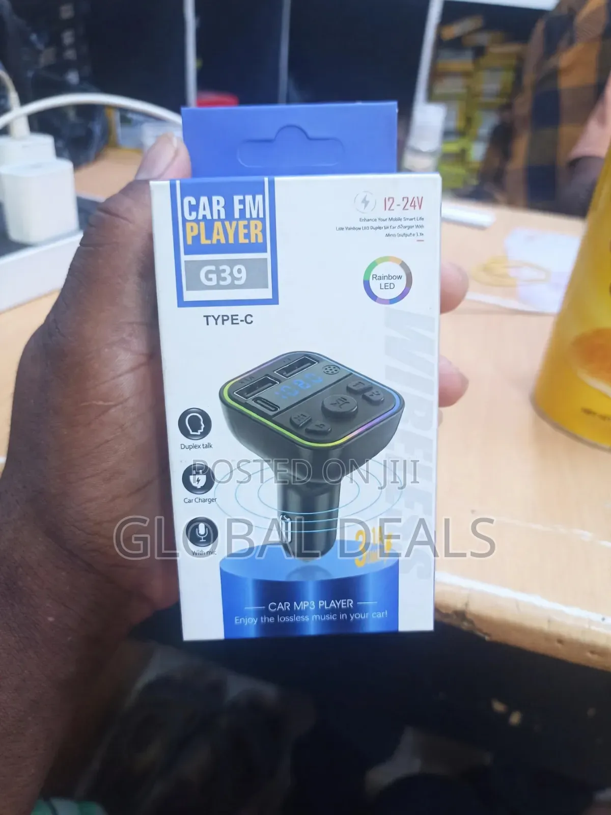 Bluetooth FM Transmitter - Type-C + USB -Rainbow LED- 3.1A Fast Charge