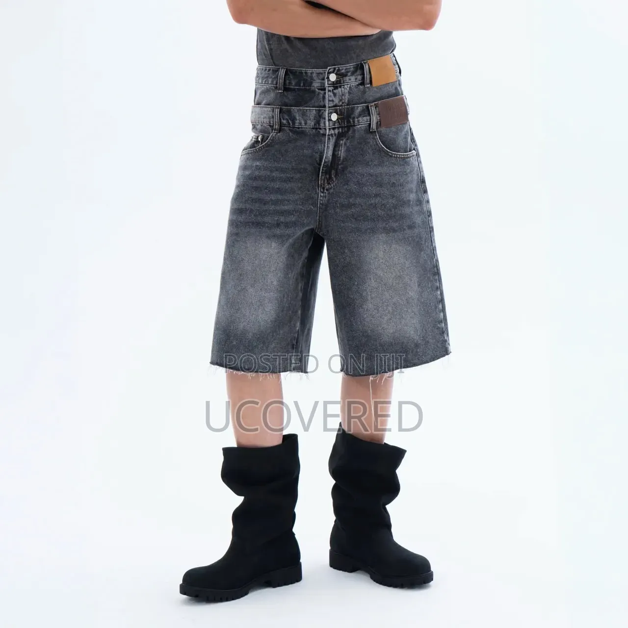 Men's Dark-Washed Retro Baggy Denim Jorts