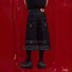 Men's Dark-Washed Retro Baggy Denim Jorts