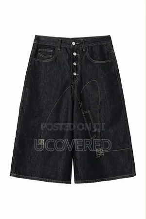 Men's Dark-Washed Retro Baggy Denim Jorts