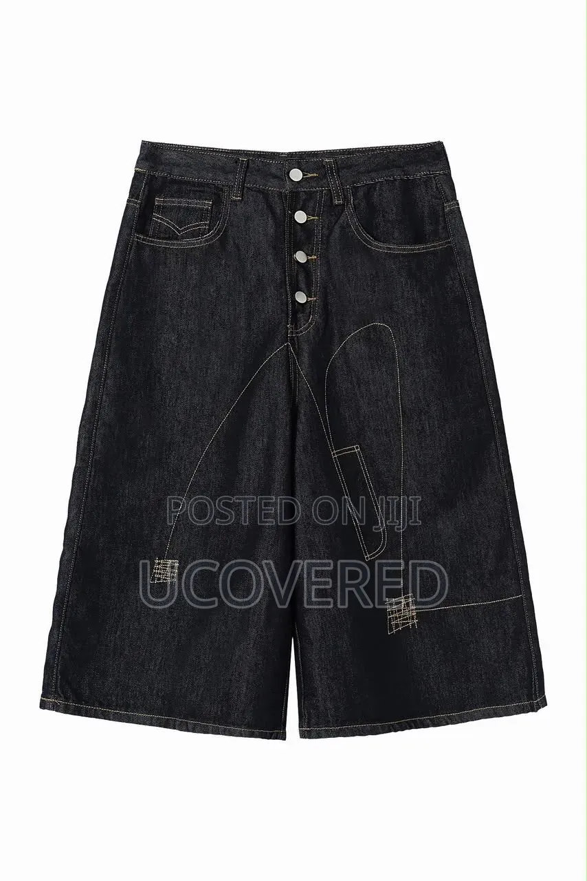 Men's Dark-Washed Retro Baggy Denim Jorts