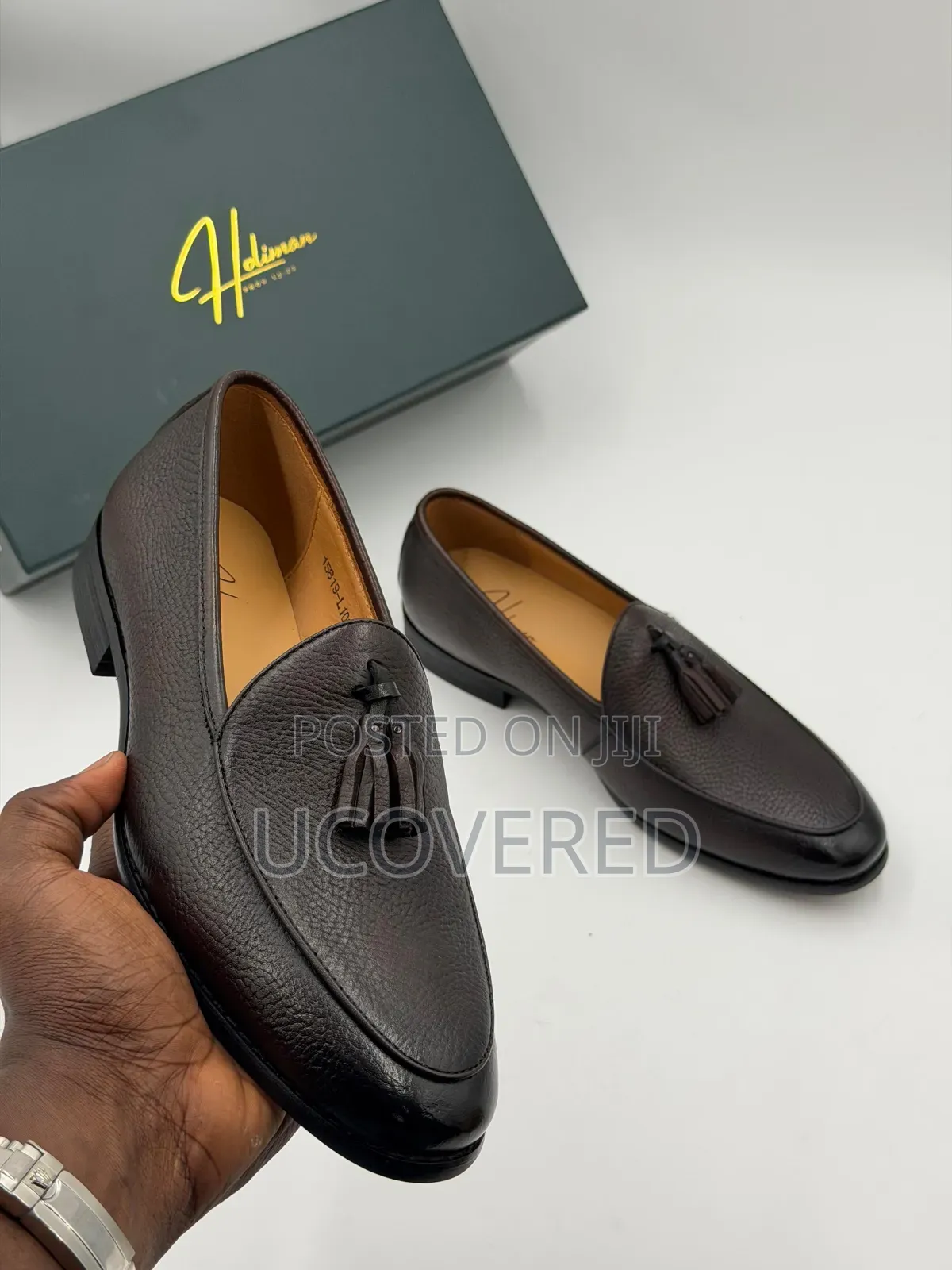 Holiman Black Grain Leather Tassel Loafers