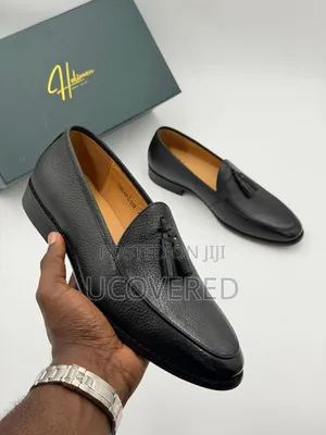 Holiman Black Grain Leather Tassel Loafers