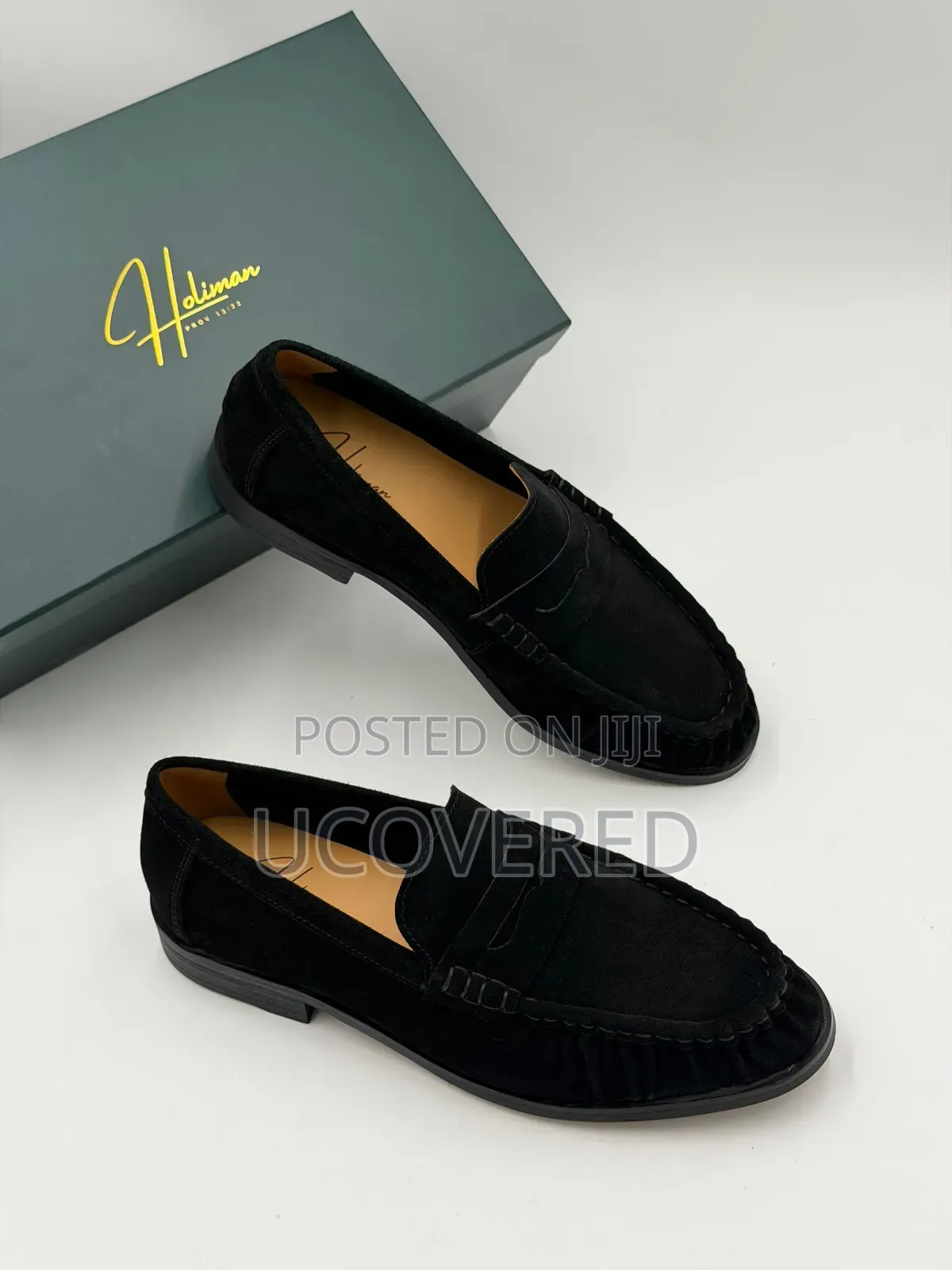 Holiman Black Suede Penny Loafers