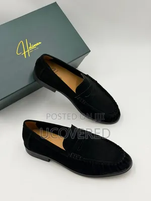 Holiman Black Suede Penny Loafers