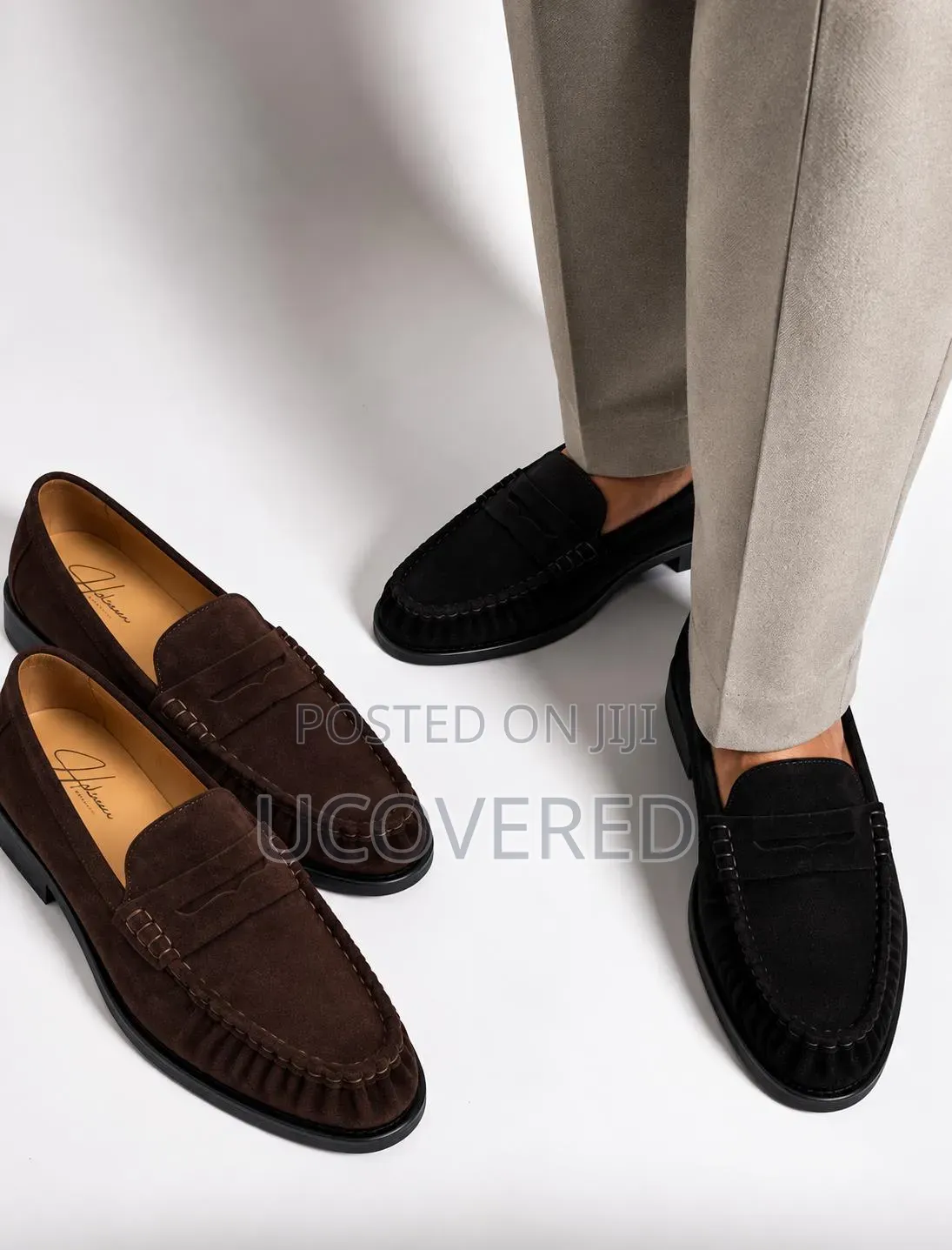 Holiman Black Suede Penny Loafers