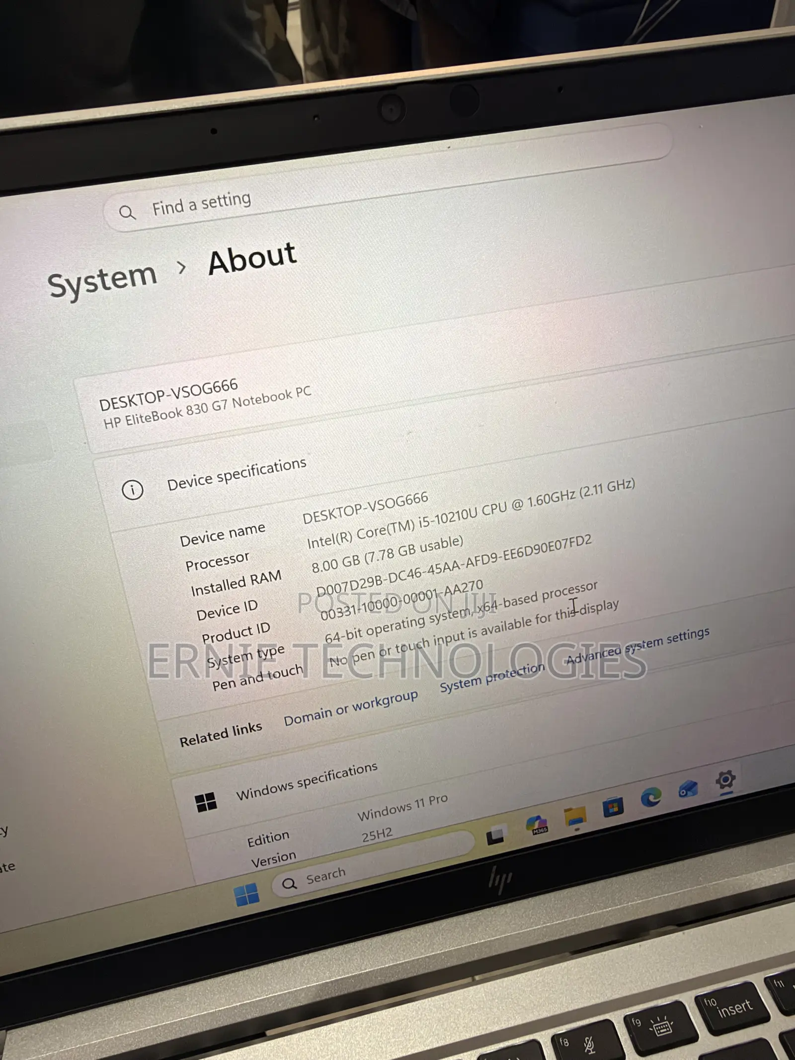 Laptop HP EliteBook 830 G7 8GB Intel Core i5 SSD 256GB