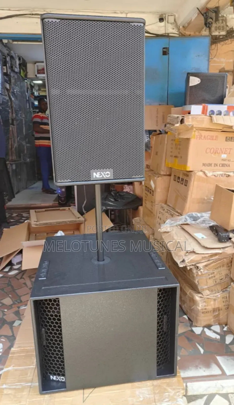 A Pair Each of Nexo Half-Range & Nexo Single Bass Speakers With Stand