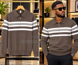 Light Luxury Men's HHalf-zip Lapel Knit Long Sleeve