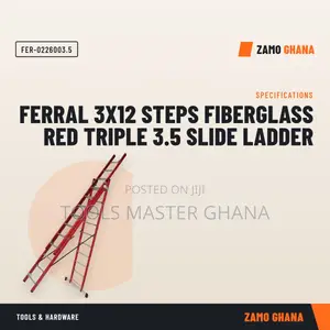 Ferral 3X12 Steps Fiberglass Red Triple 3.5 Slide Ladd - FER-.5