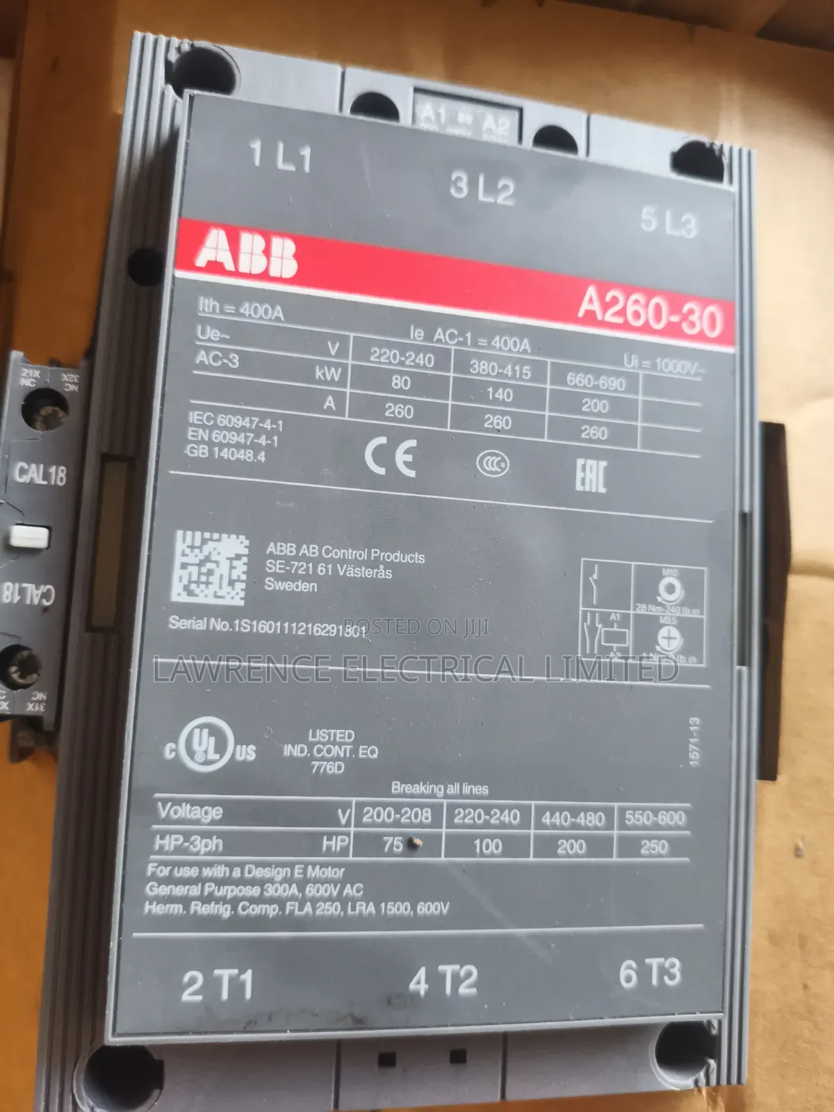 ABB Contactor 400amps 3pole