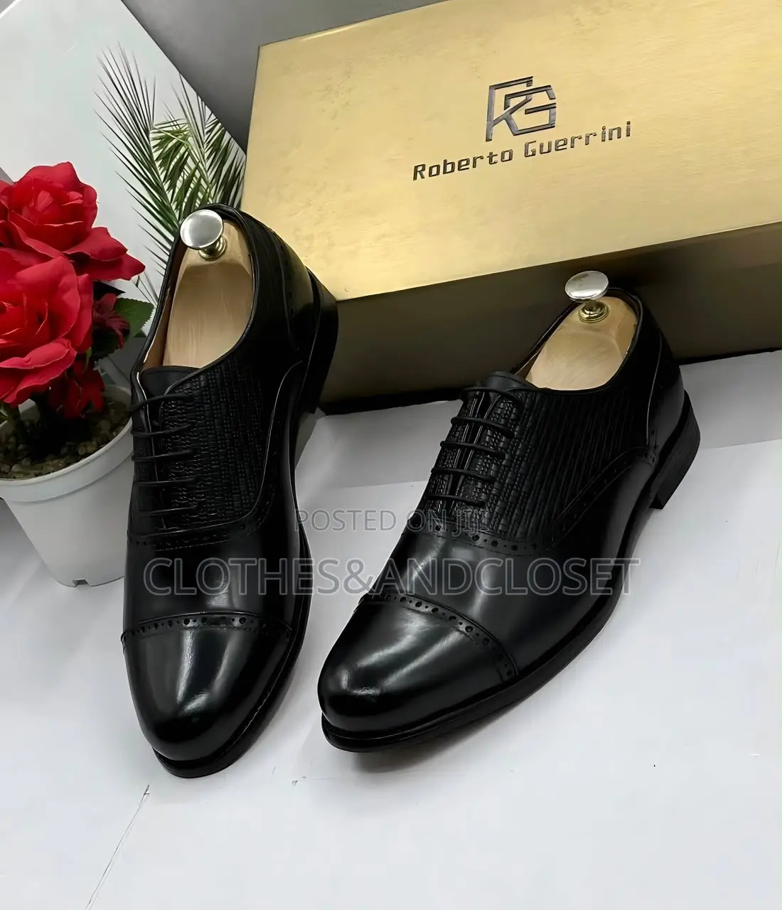 Cap-Toe Front With Subtle Brogue and a Textured/Woven-Style Pattern